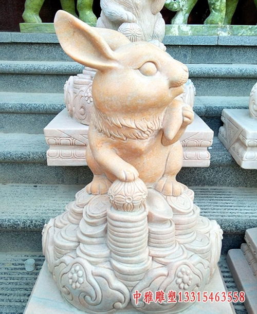 兔子石雕守門 贛州專業(yè)花崗巖雕塑定制廠家，打造精美裝飾擺件